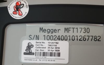 Megger MFT1730, Just calibrated. 20190501_134536 - EletriciansForums.net